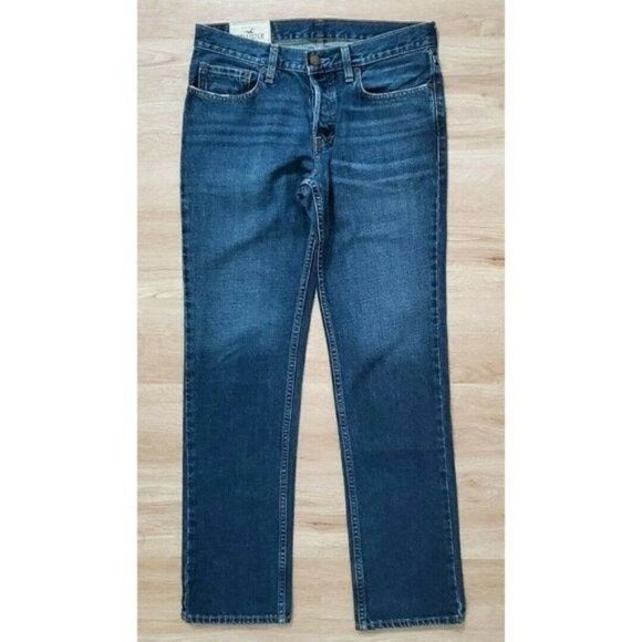 Hollister Mens Slim Straight Button Fly Blue Jeans - Picture 1 of 4